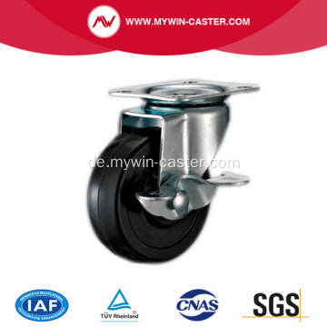 63mm Black Rubber Light Duty Industrial Caster mit Seitenbremse